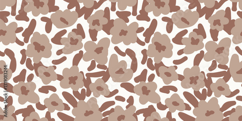 Vector illustration of seamless floral pattern in earth tones for background, textile, wallpaper, blanket, packaging, creative design, interior, print, wrapping paper, fabric, banner.