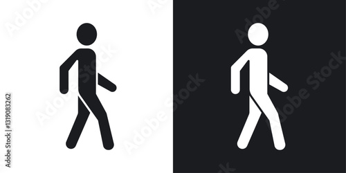 Person walking vector icon set in solid style.
