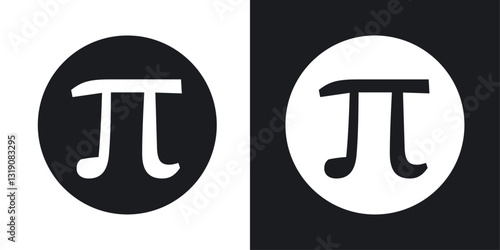 Pi vector icon set in solid style.