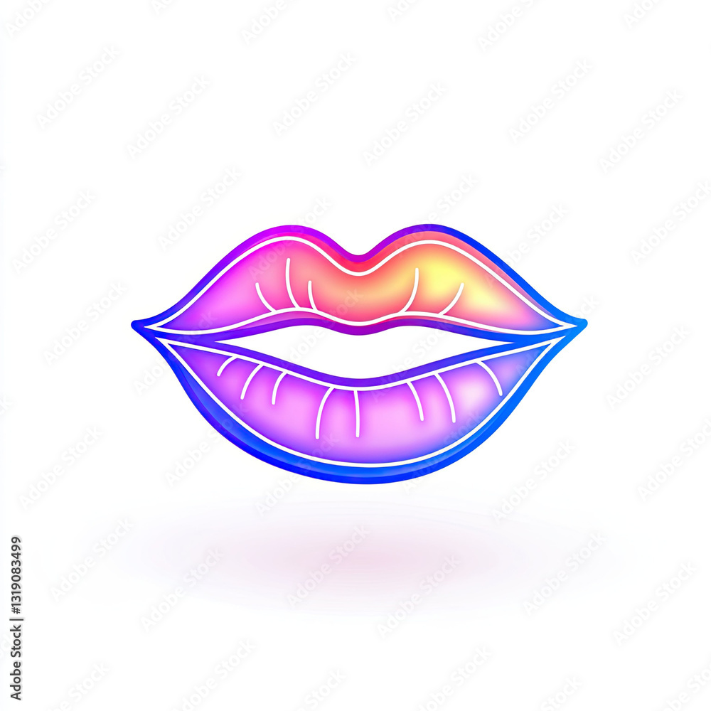 Stylish outline of colorful human lips on white background Stylish outline of colorful human lips on white background