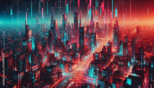 Cyberpunk glitch texture with distorted pixels