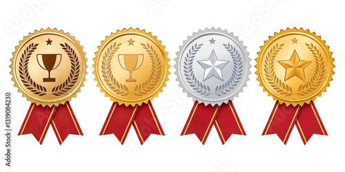 collection set of award badges isolated on white background png