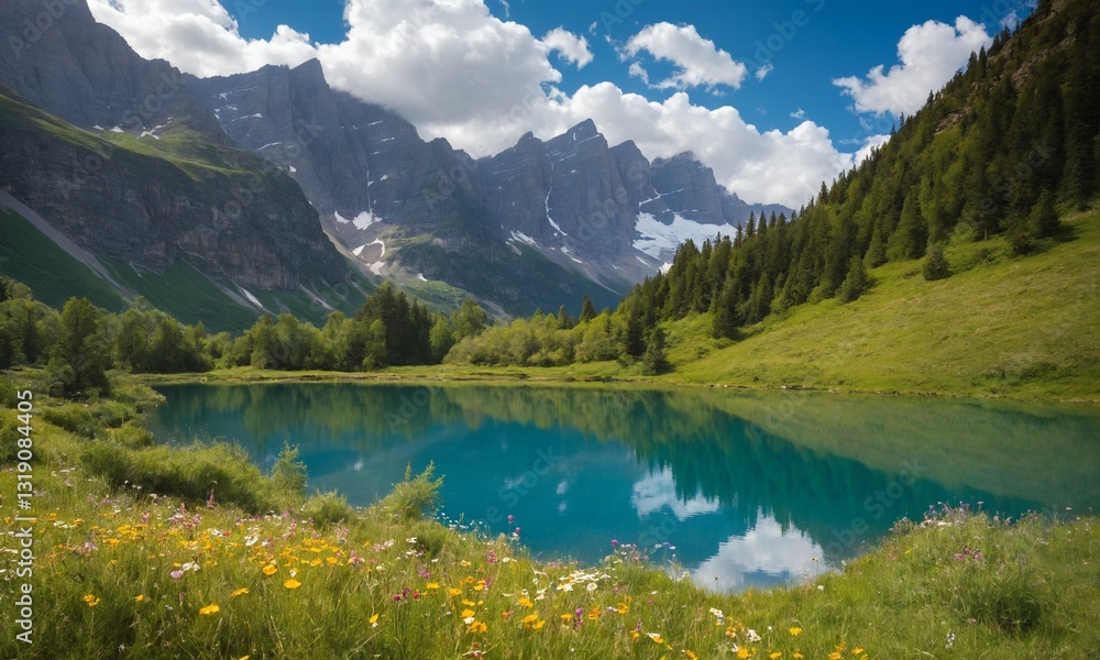 Fototapeta premium 아름다운하늘과 호수 신비로운호수