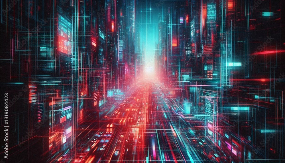 Fototapeta premium Cyberpunk glitch texture with distorted pixels