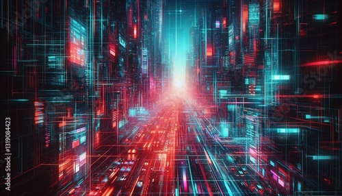 Cyberpunk glitch texture with distorted pixels