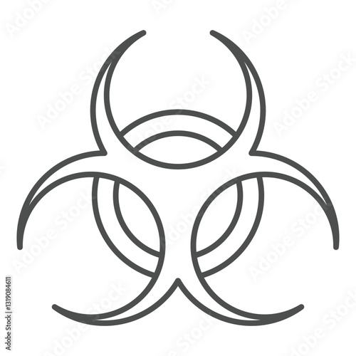 Bio hazard warning thin line icon, chemistry attack concept. Vector graphics. Pollution danger sign on white background, outline style icon for mobile or web design.