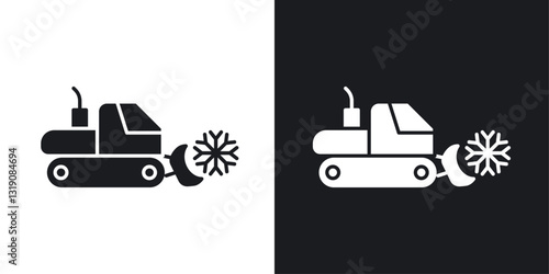 Snowplow vector icon set in solid style.