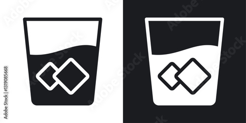 Whiskey Glass vector icon set in solid style.
