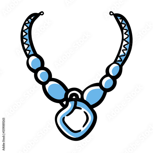 Blue necklace icon showcasing elegance, jewelry concept