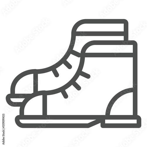 Rubber boots pair line icon, labor protection, work safety concept. Vector graphics. Workwear clothes sign on white background, outline style icon for mobile or web design.