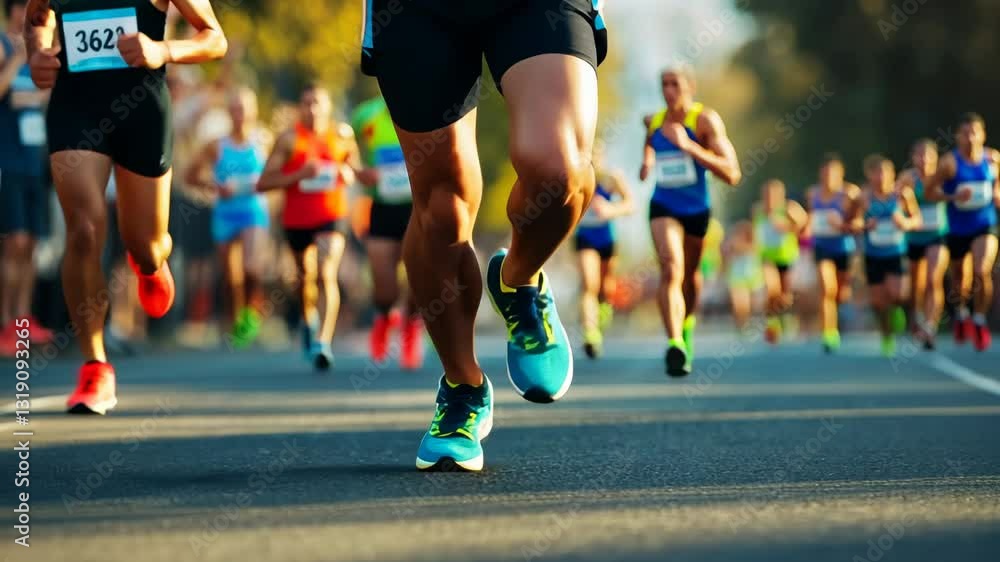 Marathon Runners in Action: A Close-Up View of Determination and Speed Marathon Runners in Action: A Close-Up View of Determination and Speed