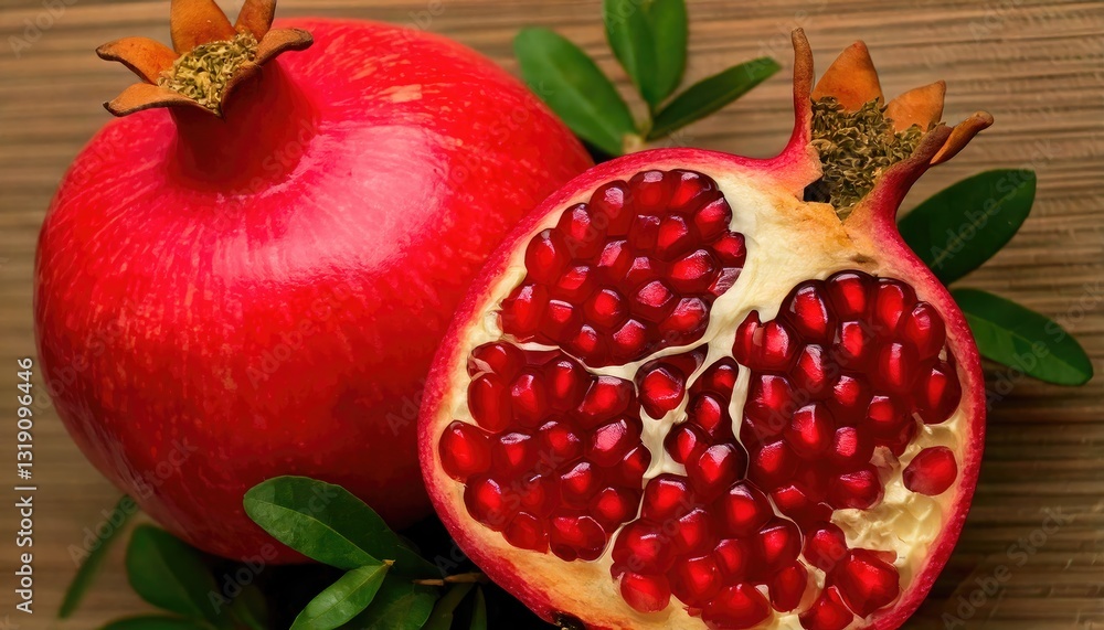 Fruity pomegranate red health, ripe pomegranate drinks Fruity pomegranate red health, ripe pomegranate drinks