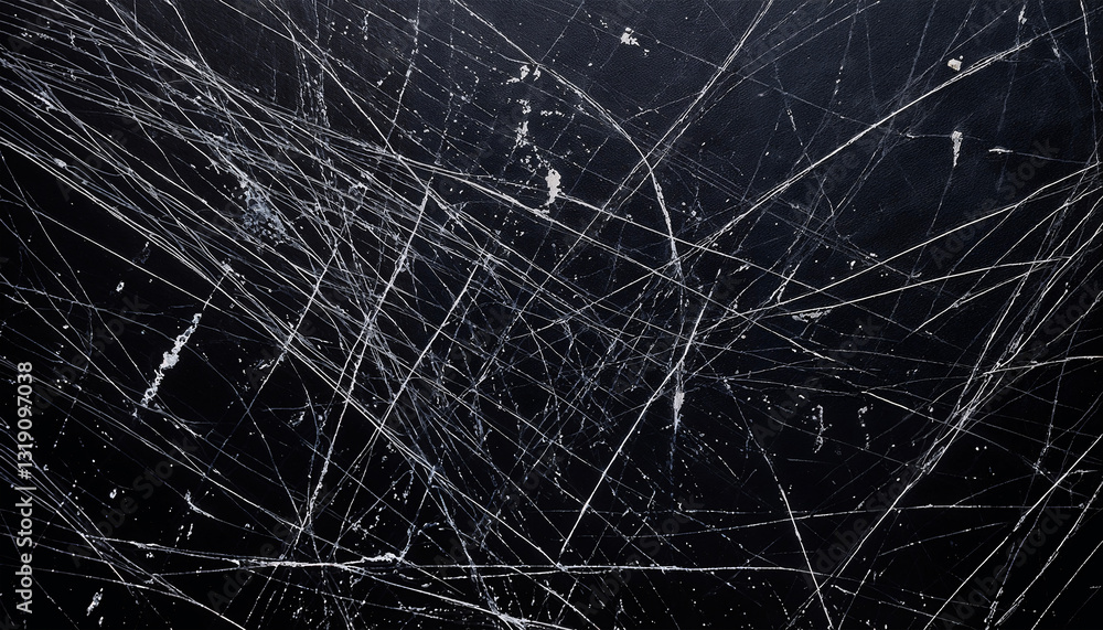 White Cracks and Lines on Black Surface Abstract Design, Grunge Strokes White Cracks and Lines on Black Surface Abstract Design, Grunge Strokes