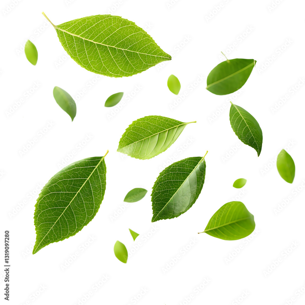 Fototapeta premium green leaves isolated on white
