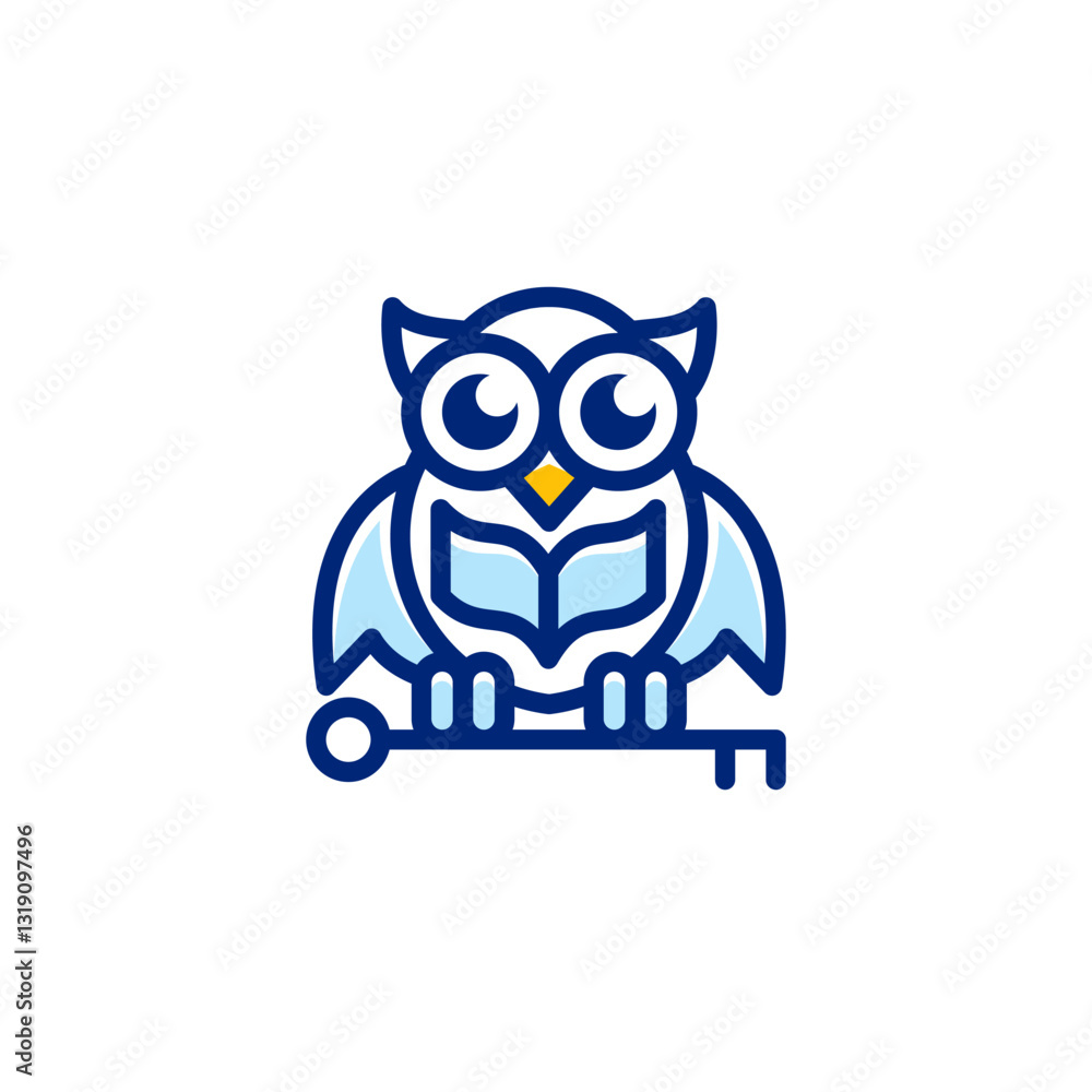 Line art Mascot Owl Bird Holding Book and Key, Education and Real Estate Logo Design Vector Line art Mascot Owl Bird Holding Book and Key, Education and Real Estate Logo Design Vector