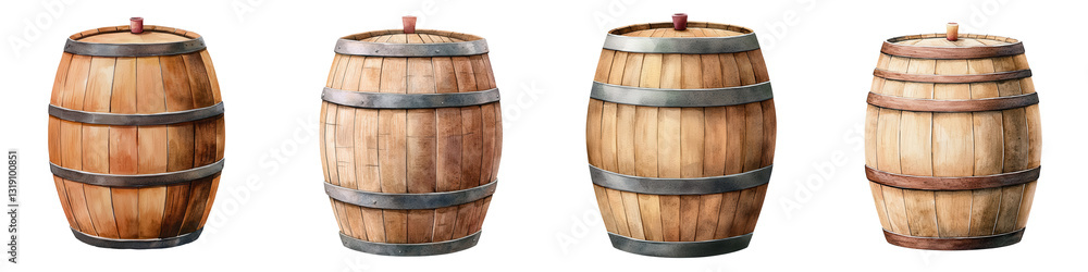 Fototapeta premium Wooden Barrels Collection for Rustic Decor and Storage Solutions