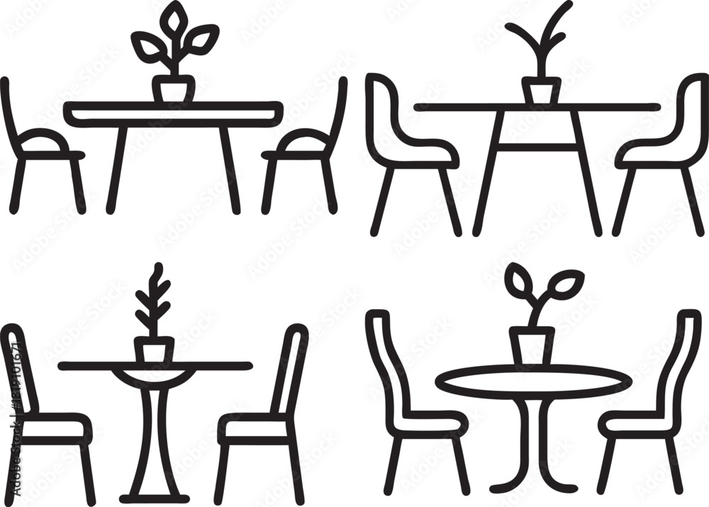 Bundle Set of the chair and table silhouettes in vector Bundle Set of the chair and table silhouettes in vector