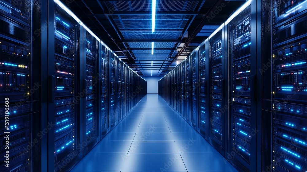 Fototapeta premium Advanced AI Driven Edge Computing System in Modern Data Center