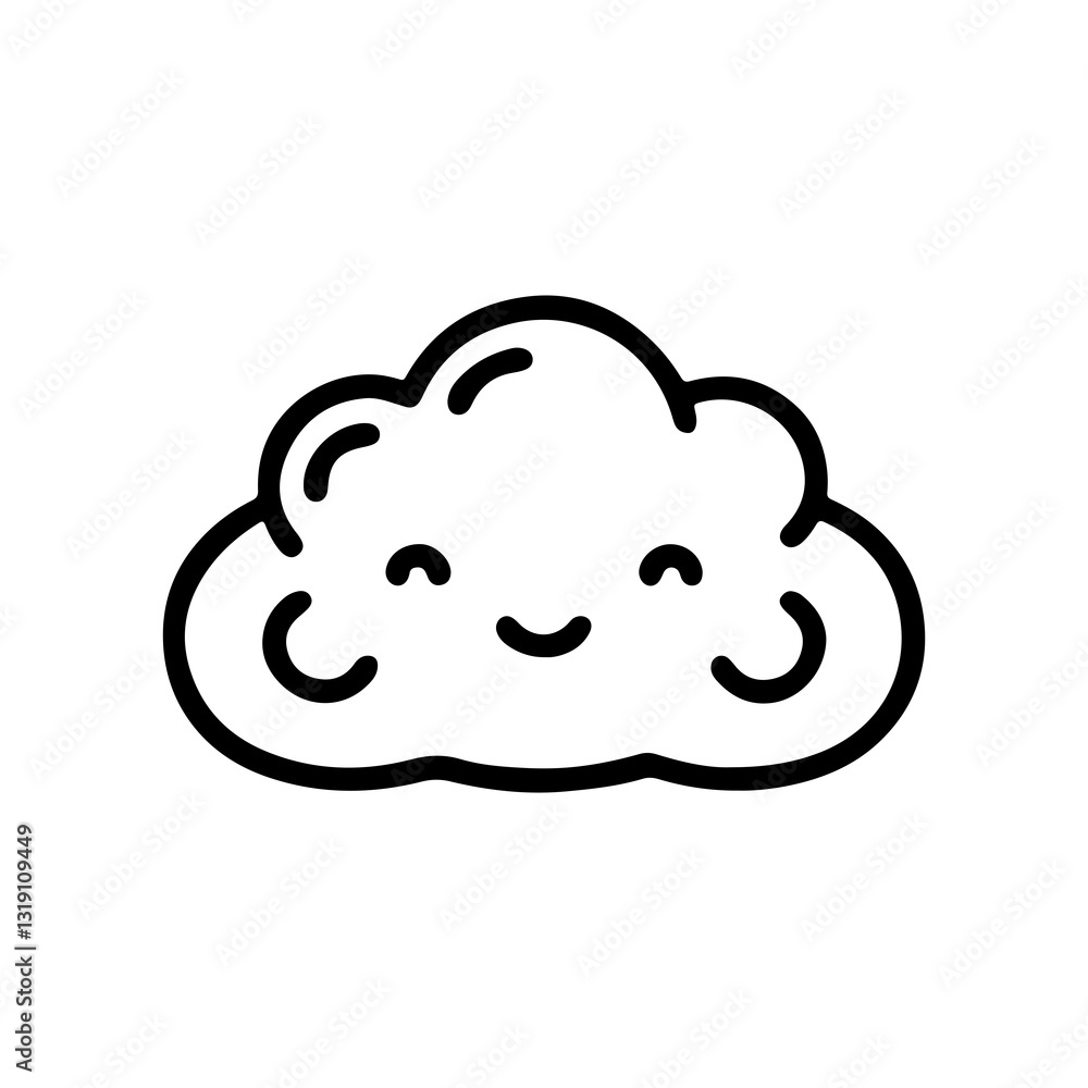 Adorable Smiling Cloud Icon - Kawaii Cartoon Cloud for Creative Designs Adorable Smiling Cloud Icon - Kawaii Cartoon Cloud for Creative Designs