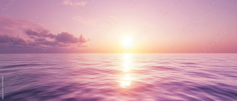 Fototapeta premium Serene Sunset over the Ocean: A Peaceful Pink Paradise