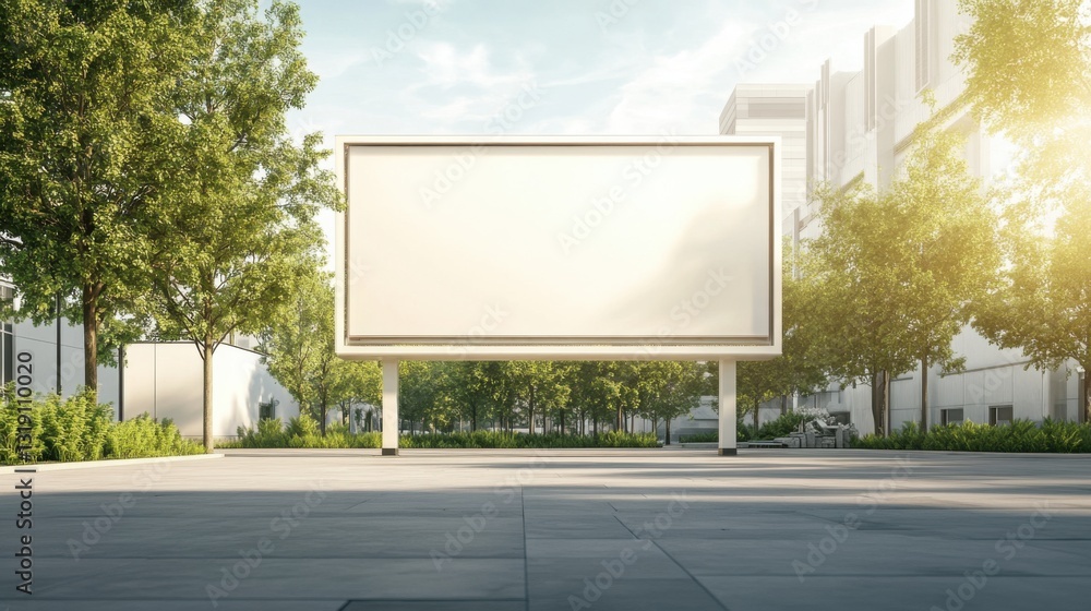 Fototapeta premium blank blackboard empty blackboard school. Blank White Billboard Mockup in Urban Setting