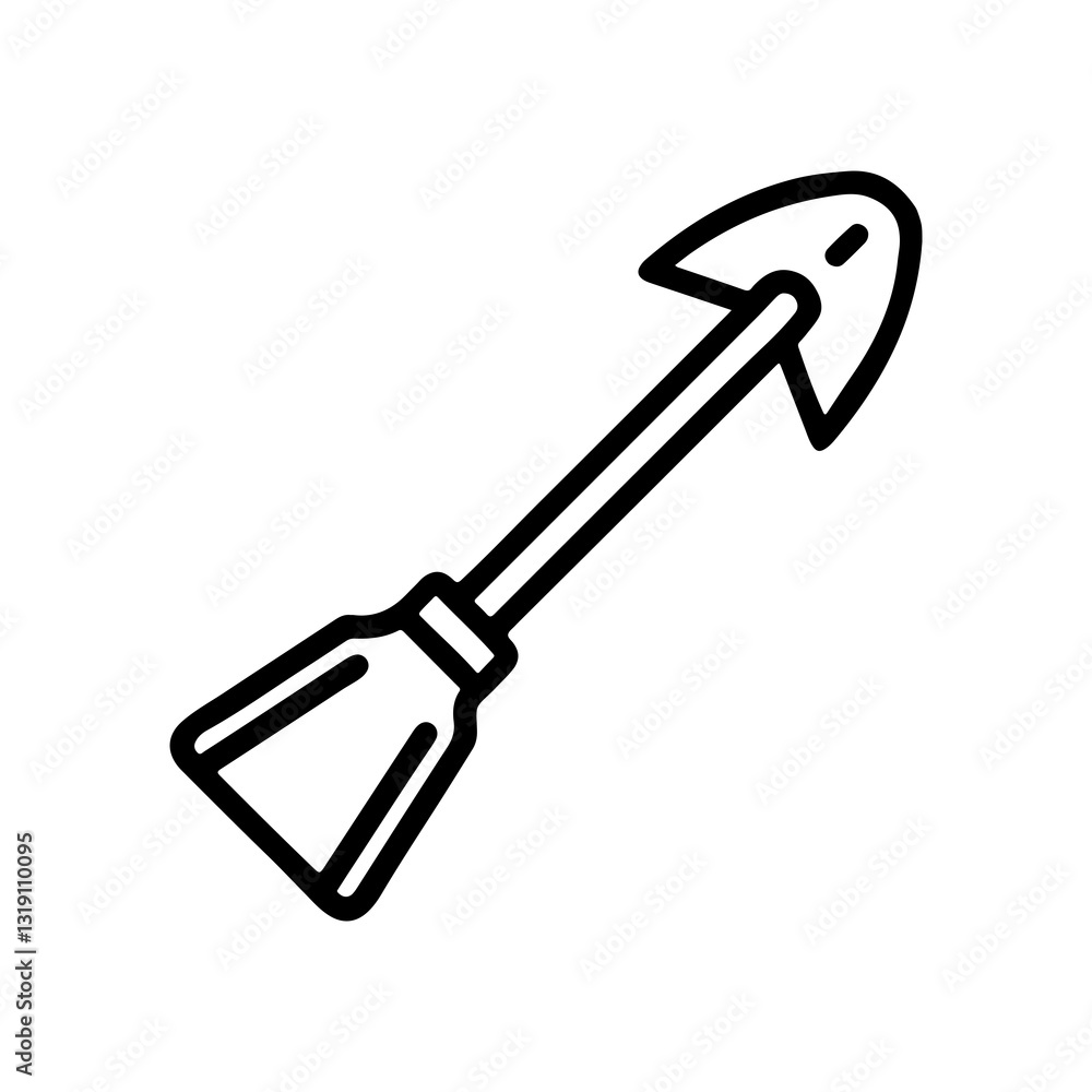 Minimalist Line Art Shovel Icon - Simple and Elegant Outline Design Minimalist Line Art Shovel Icon - Simple and Elegant Outline Design