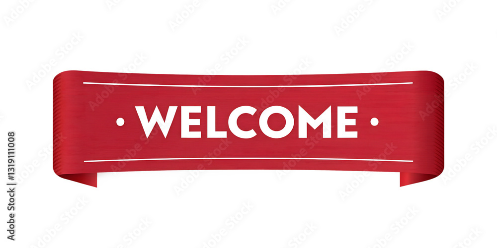 red welcome banner isolated on white background.png