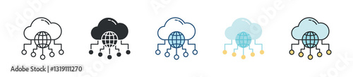 Cloud Network Icon Set Multiple Style Collection