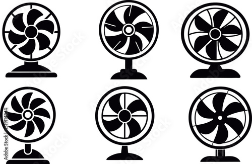 Set of fan icon vector design illustration . Electric fan icon vector.