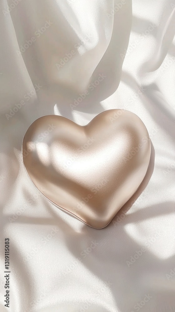 Fototapeta premium Charming heart-shaped object placed on clean white background evoking feelings of love and joy