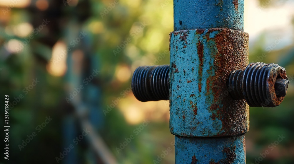 Rusty Metal Bolt Close-up: Weathered Texture and Industrial Detail Rusty Metal Bolt Close-up: Weathered Texture and Industrial Detail