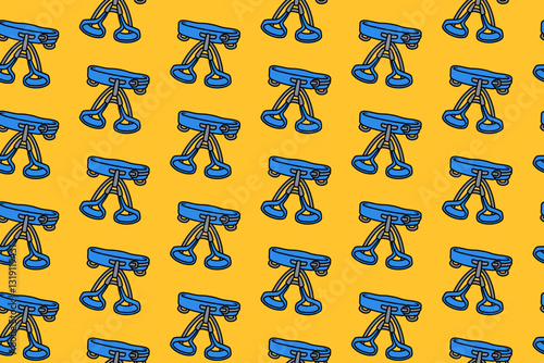 climbing safety harness colorful seamless pattern on yellow background set. doodle sit harness equipment illustration pattern background. harness background for climbing extreme sport club merchandise