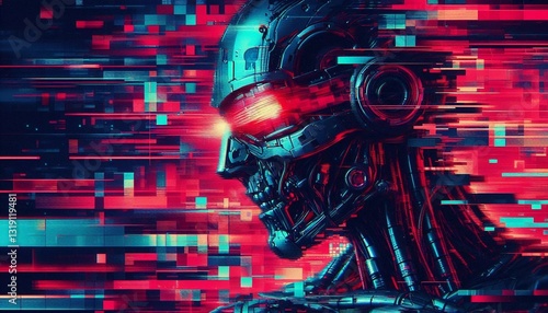 Cyberpunk glitch texture with distorted pixels