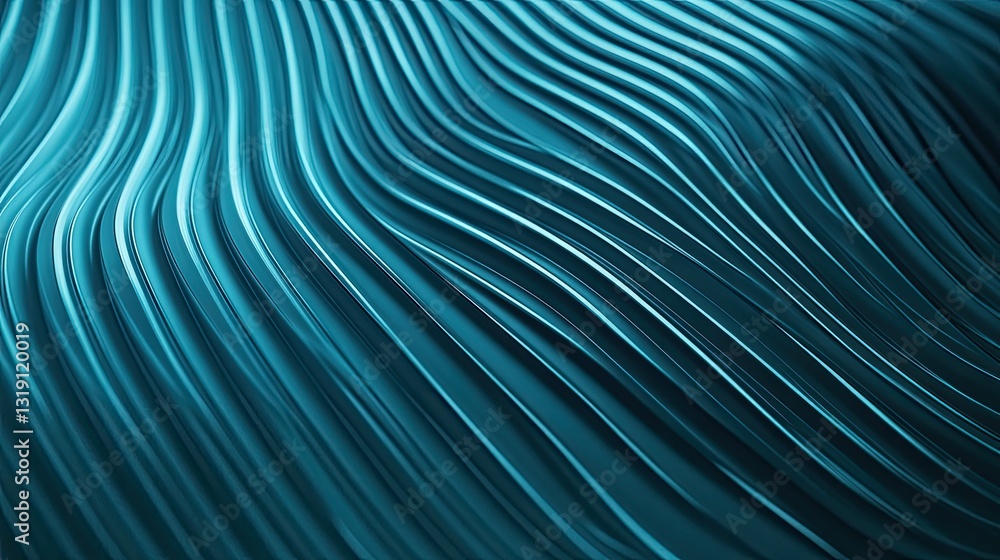 Obraz premium Abstract Teal Wavy Lines Background Texture Image Digital Art Graphic Design Illustration