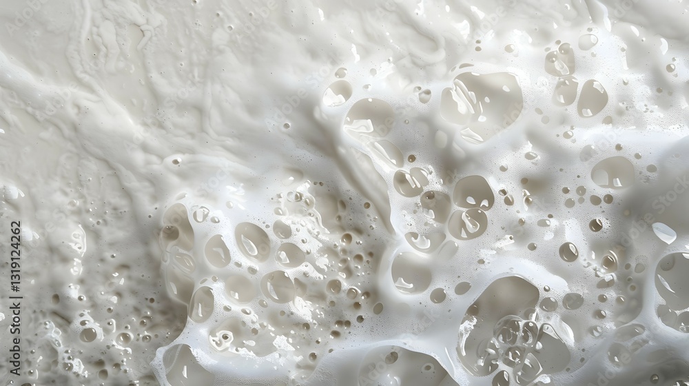 Naklejka premium Soft White Foam Texture Background with Large Bubbles and Smooth Details