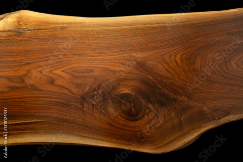 ウォールナットの一枚板テーブルの俯瞰　背景用　黒背景