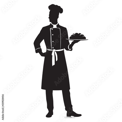 Culinary Artist Baker silhouette, blending flavors with perfection - Baker illustration - Minimalist Baker vector - Profession silhouette
