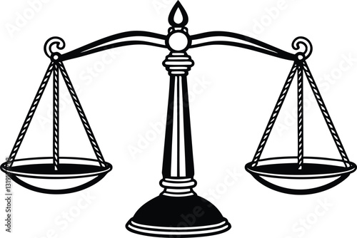 Scales for weighing libra justice hand drawn Vector hand drawn isolated on white background