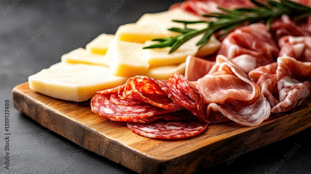 An attractive charcuterie board lavishly arranged with fine meats and cheeses, reflecting a delightful culinary experience for gatherings and special occasions. An attractive charcuterie board lavishly arranged with fine meats and cheeses, reflecting a delightful culinary experience for gatherings and special occasions.