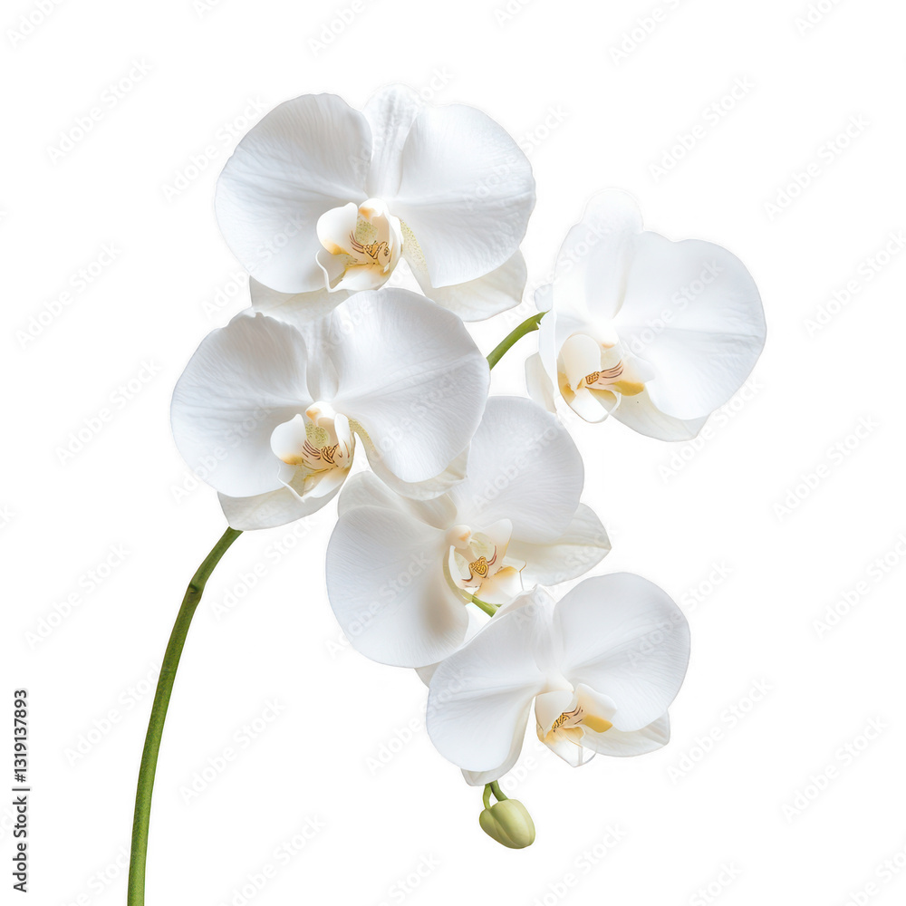 A delicate cluster of white orchid flowers showcasing their elegant petals and soft features. A delicate cluster of white orchid flowers showcasing their elegant petals and soft features.