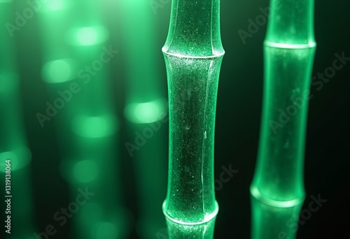 Emerald Glass Bamboo X-ray Close-Up: High-Definition Transparent Art Piece Revealing Intricate Details, A Fusion of Science and Art

