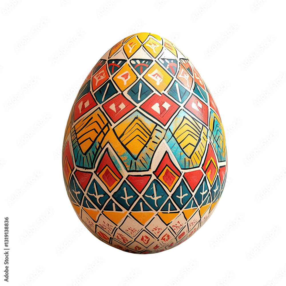 Colorful Easter Egg with Vibrant Geometric Patterns Isolated on transparent background Colorful Easter Egg with Vibrant Geometric Patterns Isolated on transparent background