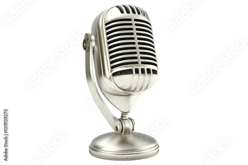 retro microphone on transparent background. music and podcast concept