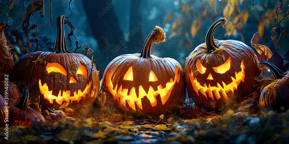 Naklejka premium Fun Pumpkin-Carving Contest for a Festive Autumn Celebration