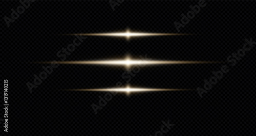 Golden beam of light. A sharp horizontal purple beam with a bright centre that fades to darkness on either side. Ideal for sci-fi designs, light transitions or futuristic effects.