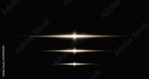 Golden beam of light. A sharp horizontal purple beam with a bright centre that fades to darkness on either side. Ideal for sci-fi designs, light transitions or futuristic effects.