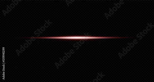 Laser lines of light. Horizontal neon light. Horizontal neon red speed lines. Glowing stripes. Laser beams. Light lines of movement and speed in neon colour. Beautiful flashes and sparks.