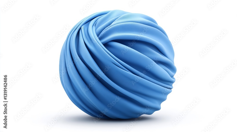 A Serene, Perfectly Formed Sphere Of Light Blue Fabric, Swirling In Elegant Folds Against A Stark White Backdrop, Showcasing The Smooth Texture And Calming Hues Of The Material A Serene, Perfectly Formed Sphere Of Light Blue Fabric, Swirling In Elegant Folds Against A Stark White Backdrop, Showcasing The Smooth Texture And Calming Hues Of The Material