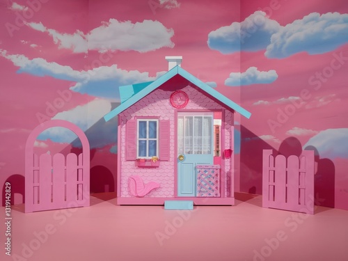 pink dollhouse stage decoration