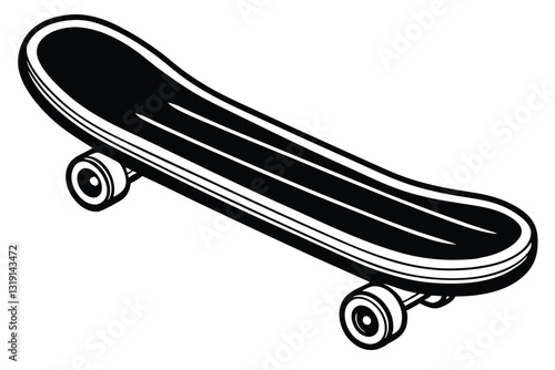 Black and white skateboard icon silhouette isolated on a white background